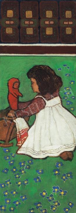  Unknown painter, about 1910. Gödöllő School - Girl with a doll 