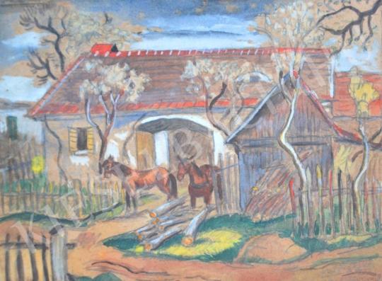  Vörös Géza - Vidéki ház festménye