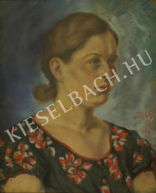 Ismeretlen festő - Nő virágos blúzban festménye