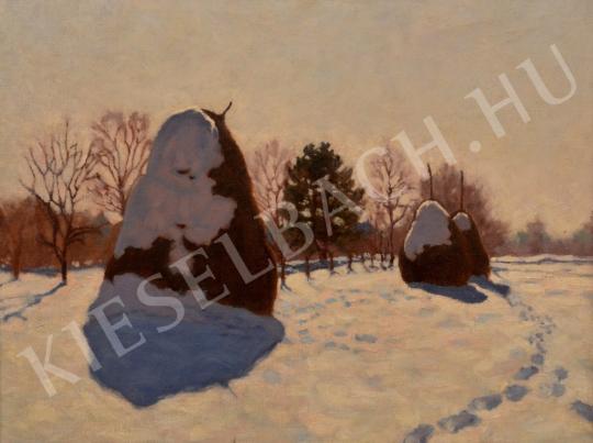  Börtsök, Samu - Winter Haystacks painting
