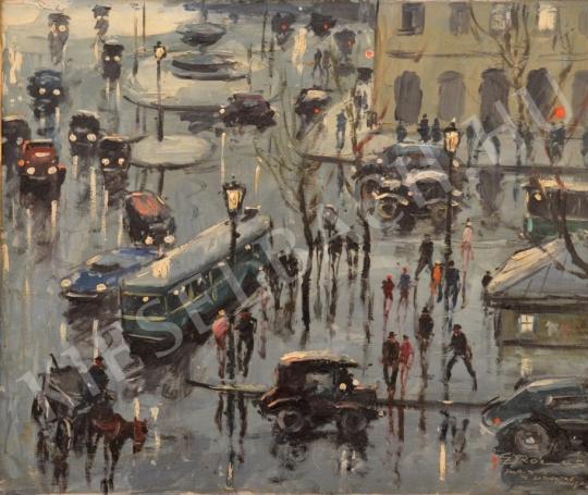  Roemers, Gerhard Cohn - Párizsi utcarészlet (Place de la Theatre francais) festménye