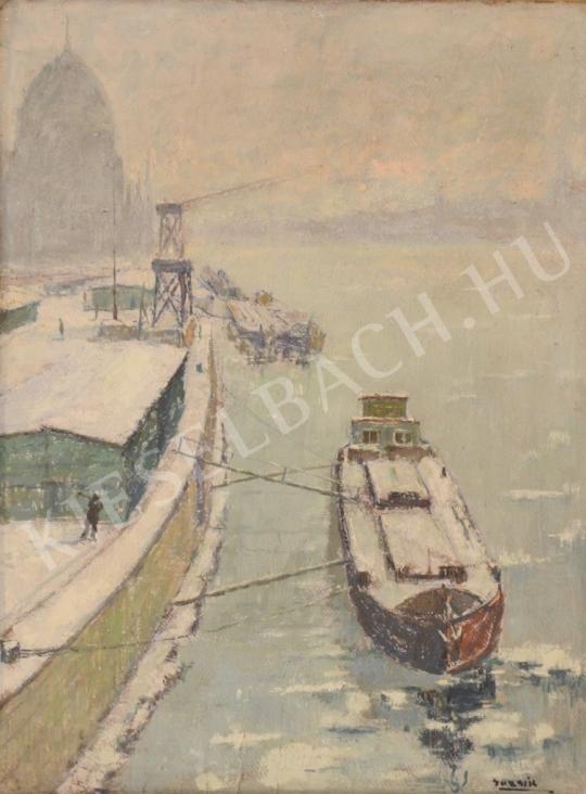 Guzsik, Ödön - Winter Quay with Parliament painting