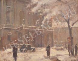 Guzsik, Ödön - Snowing at front of the Operahouse (1930s)