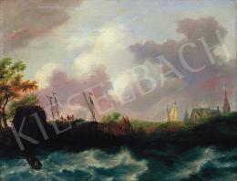 Unknown painter, second half of the 19th cent - Dutch seaside town 