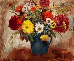  Iványi Grünwald, Béla - Still-life of Flowers with Blue Vase, 1932 (1932)