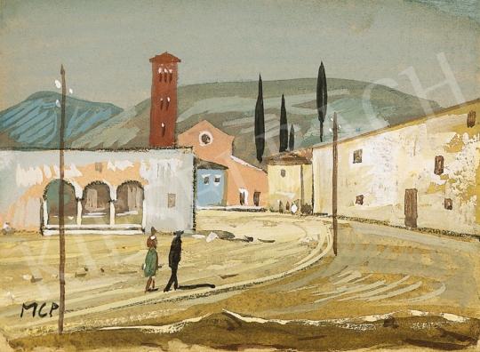  Molnár C., Pál - Italian landscape with a bell-tower | 16th Auction auction / 6 Lot