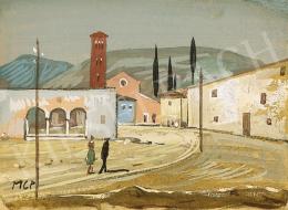  Molnár C., Pál - Italian landscape with a bell-tower 