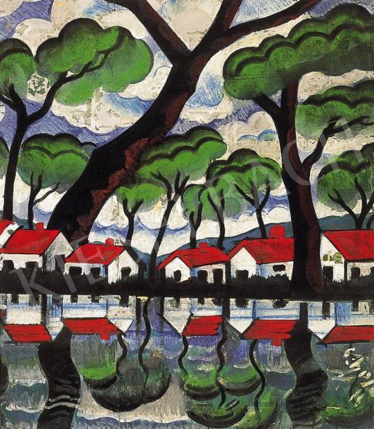  Scheiber, Hugó - Red-roof houses mirrored in a brook | 16th Auction auction / 17 Lot
