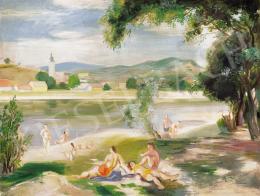 Medveczky, Jenő - On the beach of the Danube-side by Szentendre 