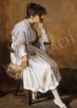  Viski, János - Woman in white dress sitting in an armchair | 12th Auction auction / 22 Lot