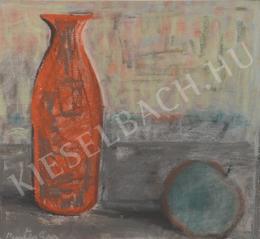 Pintér, Éva - Still-life with Red Bottle and Apple (1960s)