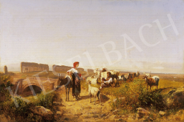 Markó, András - Campagna Romana (Sunlight Italian landscape with goats 