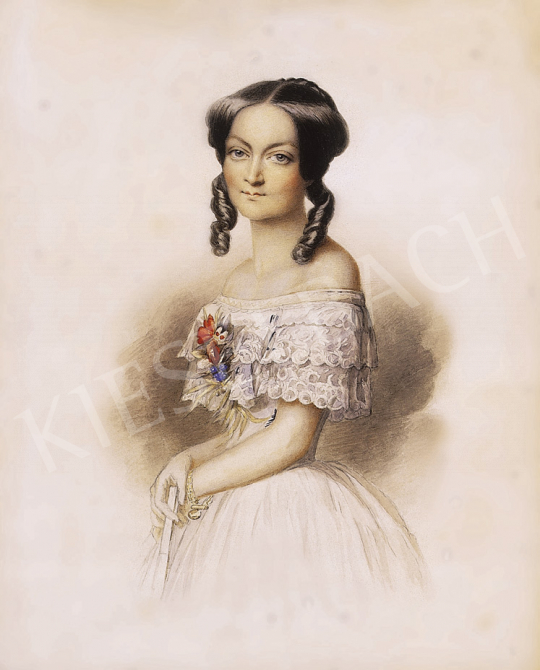 Ismeretlen osztrák vagy magyar festő, 1850 kö - Biedermeier női portré | 12. Aukció aukció / 193 tétel