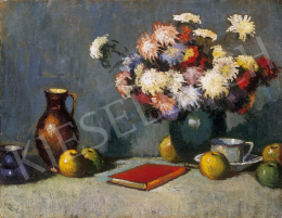 Balla, Béla - Still life of flowers with apples 