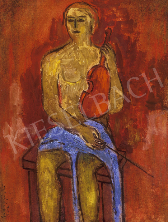 Gadányi, Jenő - Nude with violin | 12th Auction auction / 231 Lot