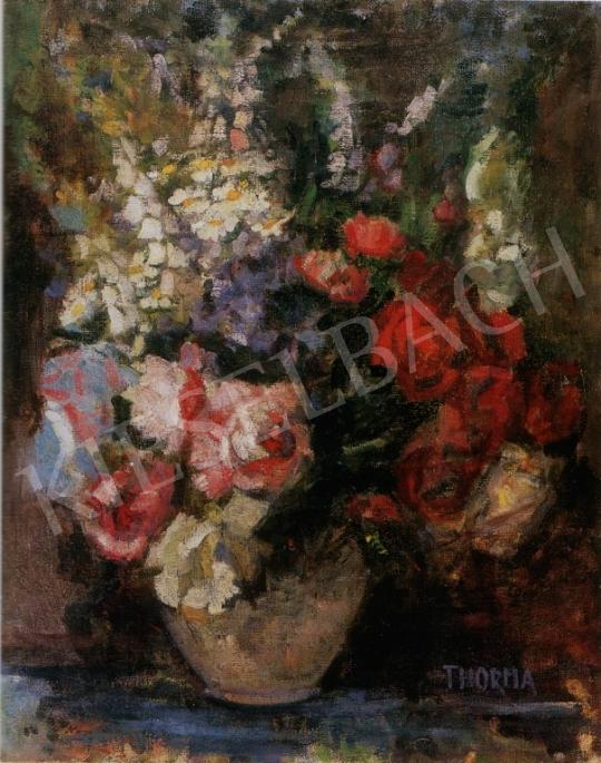 Thorma János - Tavaszi virágcsokor vázában | 11. Aukció aukció / 22 tétel