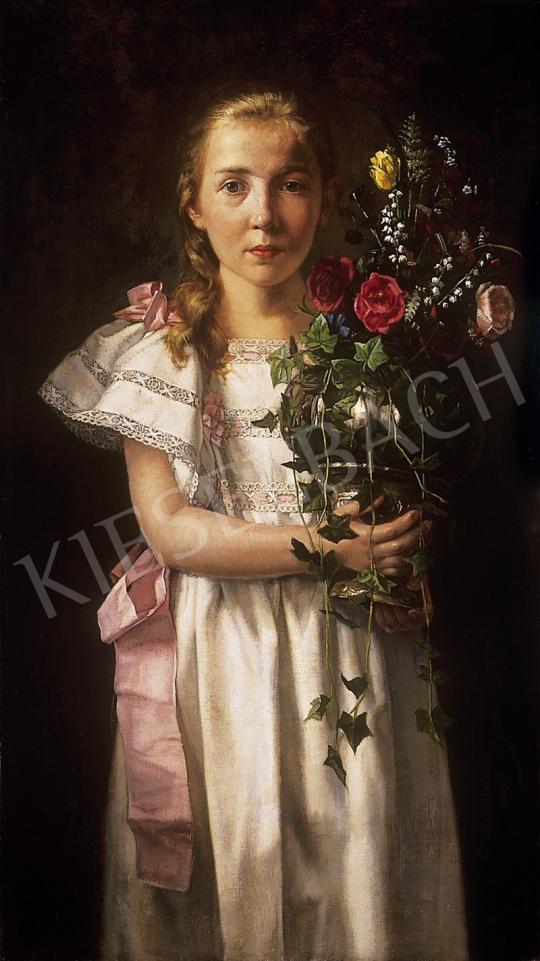 Oeconomo, Georg Aristides - Kislány virágcsokorral | 11. Aukció aukció / 86 tétel