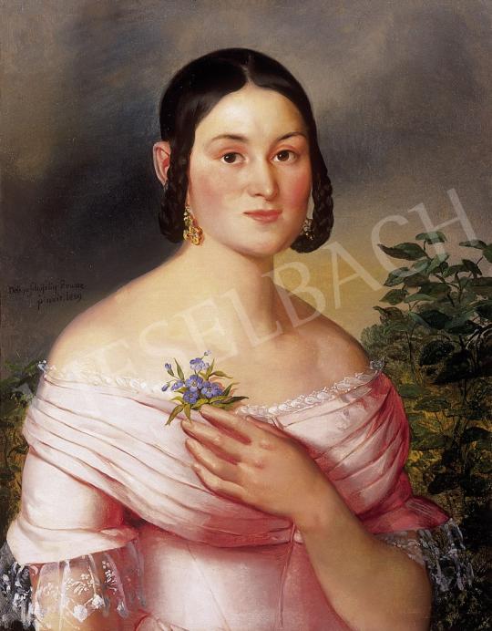  Dobyaschofsky, Franz - Fiatal hölgy portréja virágcsokorral | 11. Aukció aukció / 154 tétel
