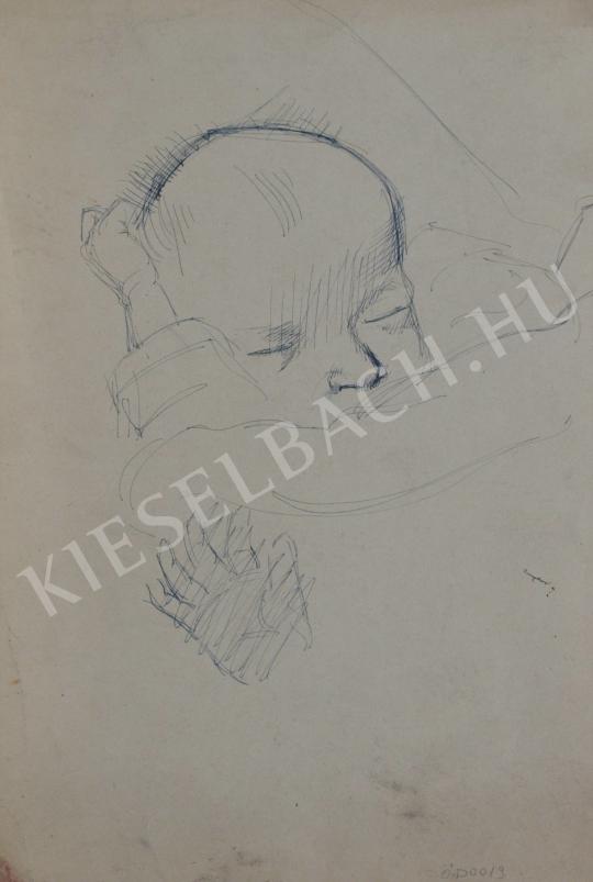 Ősz Dénes - Alvó csecsemő [kétoldalas] festménye
