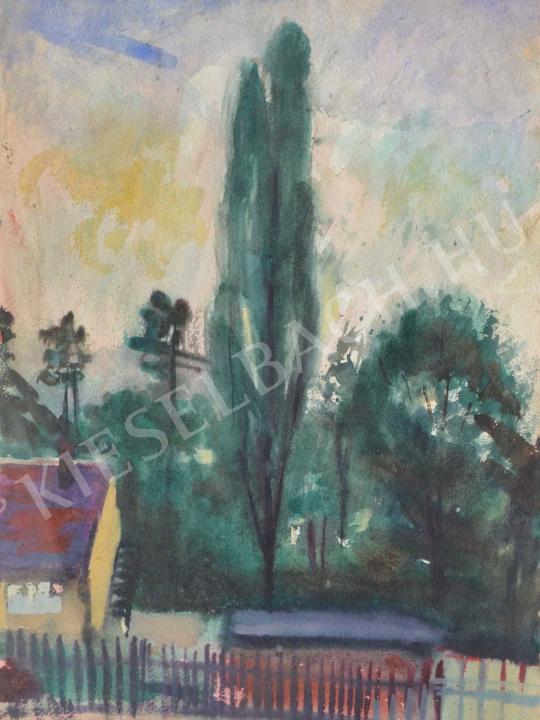 Ősz, Dénes - Tree with Yellow House painting