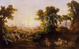 Ujházy, Ferenc - Romantic landscape with figures 