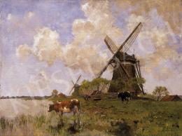  Altmann, Gerard - Dutch landscape with smock-mills 