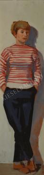 Ősz, Dénes - The Striped Pullover (Katalin E. Nagy's Portrait) painting