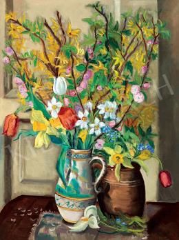  Vörös, Géza - Colourful Still-life of Flowers (Spring Bouquet) 