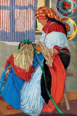  Faragó, Géza - Young Girl Embroidering 