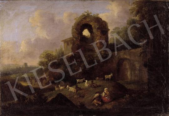 Ismeretlen olasz festő, 18. század - Pásztorcsalád romoknál | 10. Auction aukció / 185 tétel