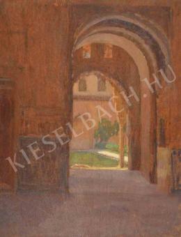  Kunffy, Lajos - The Ambulatory of the Alhambra in Granada (Started Picture in the Alhambra) (1926)