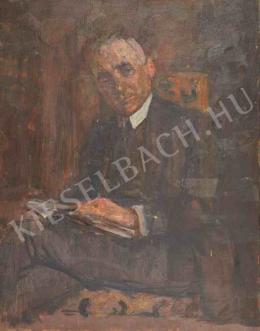  Kunffy, Lajos - Male Portrait  with Book (Portrait of Károly Sebestyén) (c. 1935)