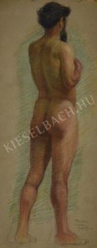 Eladó  Kacziány Aladár - Párizsi álló férfi hátakt festménye