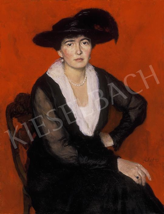  Glatz Oszkár - Fekete kalapos hölgy | 9. Aukció aukció / 14 tétel