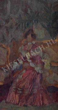 Eladó  Kunffy Lajos - Arisztokrata hölgy szalonban (vázlat) festménye