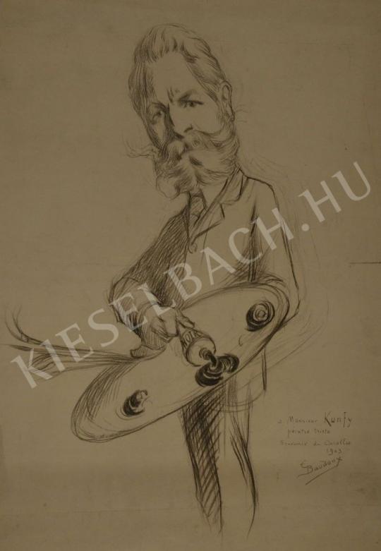 For sale Baudoux, Émile - Caricature of Lajos Kunffy 's painting