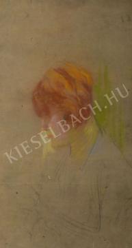 Eladó  Kunffy Lajos - Női portré (Vörös hajjal) festménye