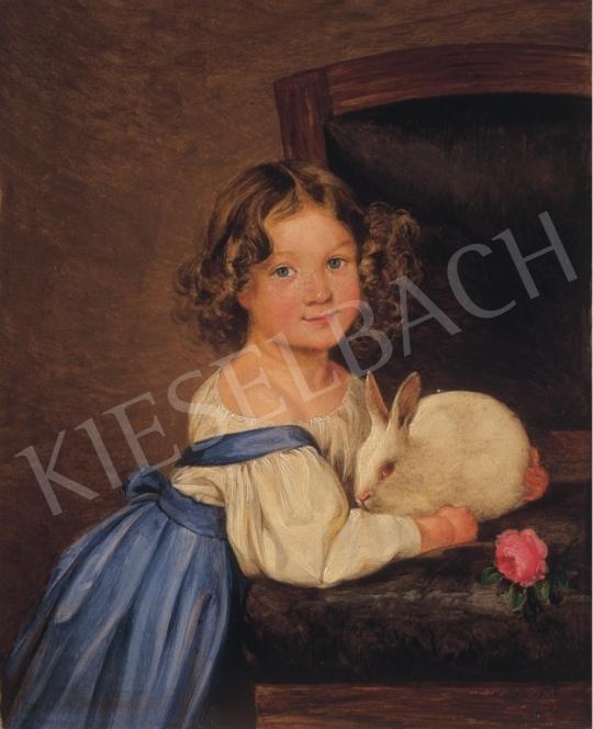 Küss, Ferdinand - Kislány fehér  nyuszival | 9. Aukció aukció / 118 tétel