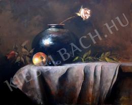 Mráz, János - Black vase with a rose 