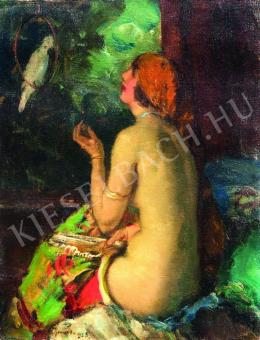  Czencz, János - Back-nude with parrot (1928)