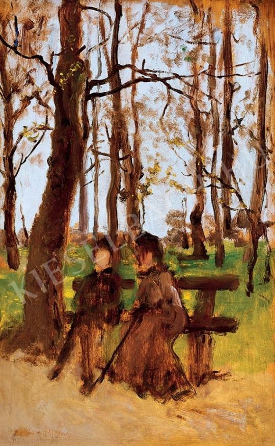 Bruck, Lajos - At Forest Bench painting