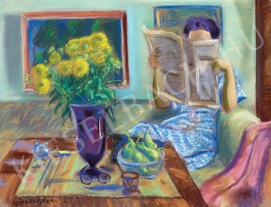 Vörös, Géza - Reading Woman, 1947 painting