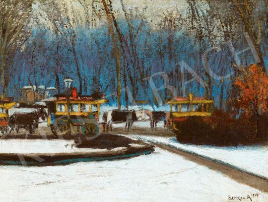  Berkes Antal - Omnibuszok a Városligetben, 1909 | 45. Aukció aukció / 4 tétel