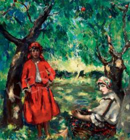  Csók, István - Girls in Sokác Costume under Trees 