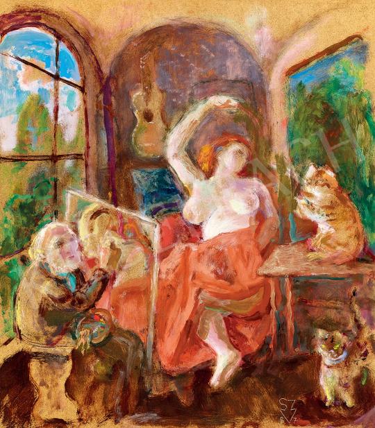  Szabó, Vladimir - Studio with Nude and Cats | 45th Auction auction / 68 Lot