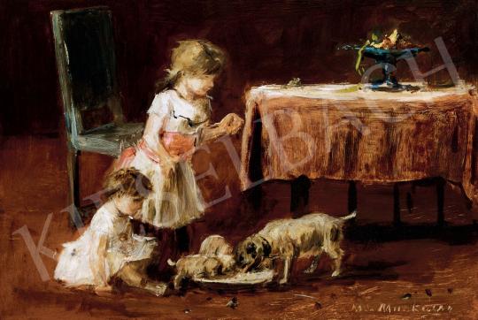  Munkácsy, Mihály - Feeding Puppies, c.1880 | 45th Auction auction / 166 Lot