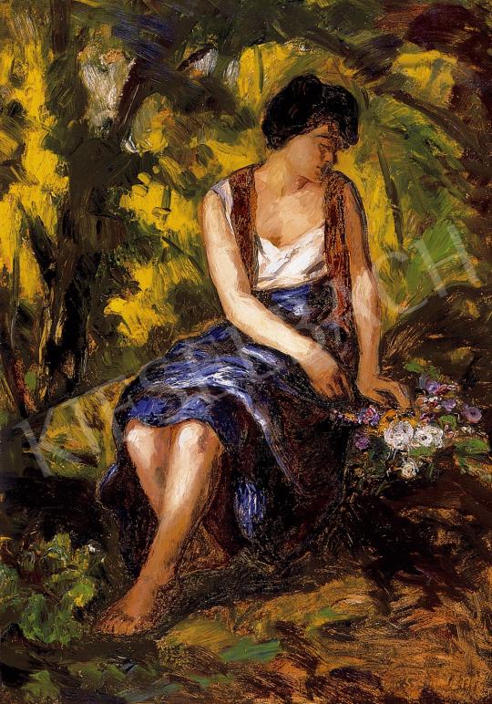  Iványi Grünwald, Béla - Woman with a bunch of flowers | 8th Auction auction / 3 Lot