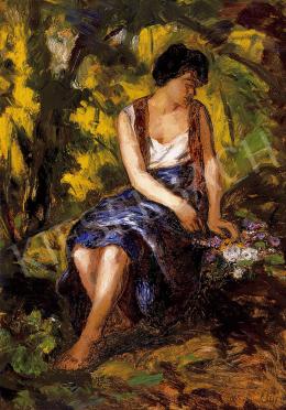  Iványi Grünwald, Béla - Woman with a bunch of flowers 