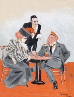Dezső, Alajos (Derso) - Coffee House Scene 