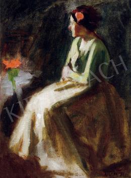  Koszta, József - Girl with Geranium 